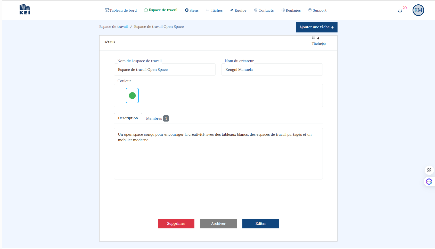 2. Adding a task from a workspace